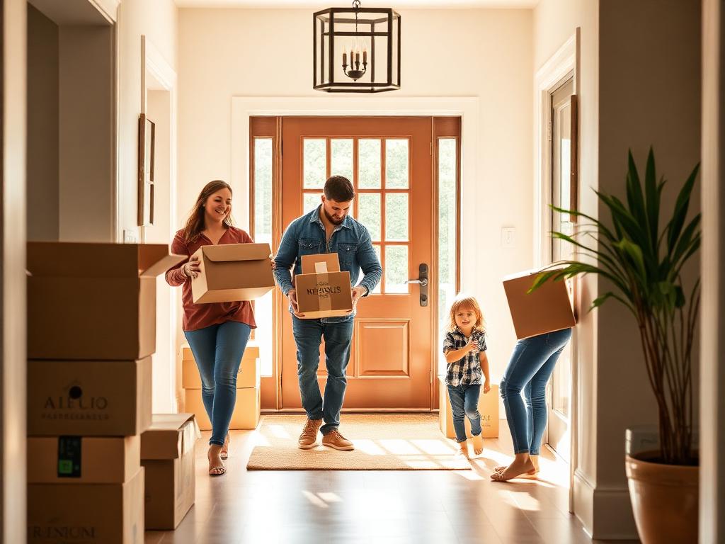 Family moving into a new home