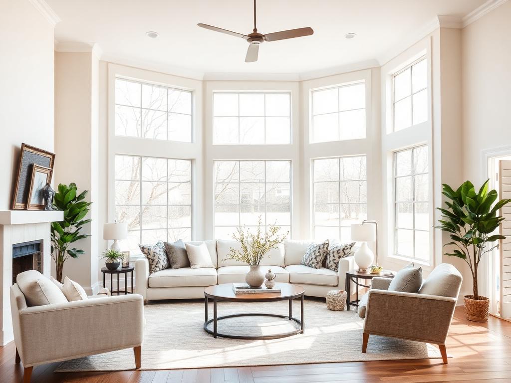 Bright staged living room ready for sale